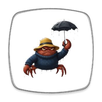 Crabe en colère avec parapluie - Magnet carré - blanc - Devant