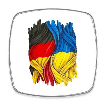 Fiers du drapeau allemand et ukrainien - Magnet carré - blanc - Devant