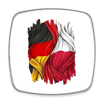Stolz auf die Deutschland und Polen Flagge - Viereckiger Kühlschrankmagnet - Weiß - Vorne