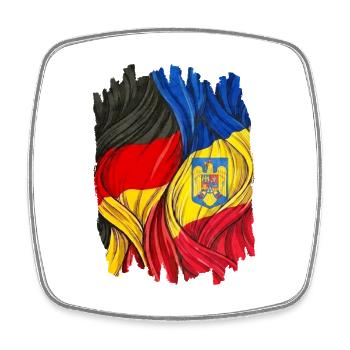 Stolz auf die Deutschland und Rumänien  - Viereckiger Kühlschrankmagnet - Weiß - Vorne