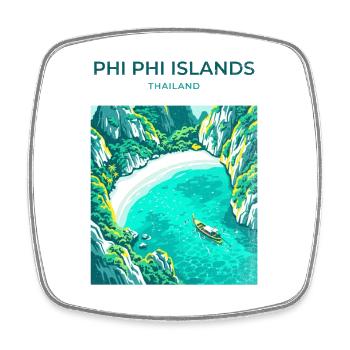 Phi Phi Island Thailand - Viereckiger Kühlschrankmagnet - Weiß - Vorne