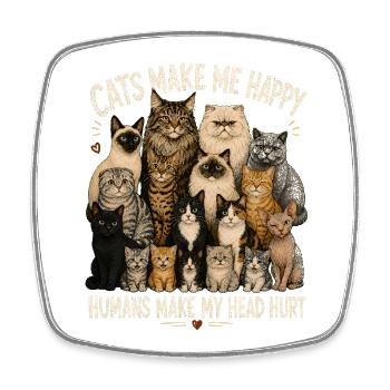 Les chats se rassemblent : l’équipage félin acclame - Magnet carré - blanc - Devant