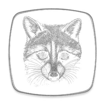 Raton laveur nature Tête de raton laveur - Magnet carré - blanc - Devant