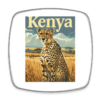  Kenia Safari Abenteuer Gepard Savanne Natur - Viereckiger Kühlschrankmagnet - Weiß - Vorne