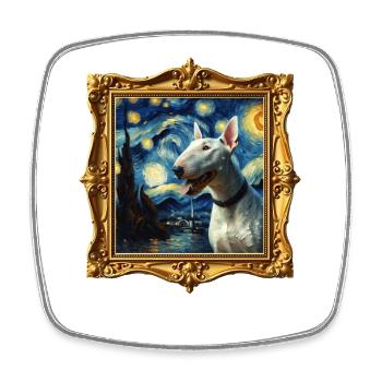 Bullterrier Starry Night - Viereckiger Kühlschrankmagnet - Weiß - Vorne