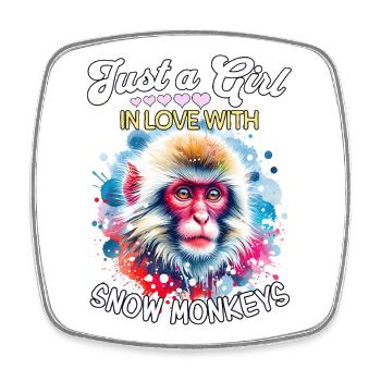 Fille Singe des Neiges Singe des Neiges - Magnet carré - blanc - Devant