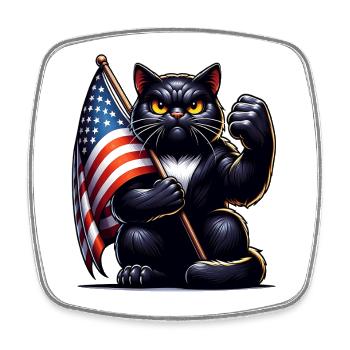 Schwarze Katze Grumpy Black Cat - Viereckiger Kühlschrankmagnet - Weiß - Vorne