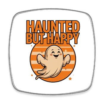 Niedlicher Geist Halloween – Verflucht, aber glücklich - Viereckiger Kühlschrankmagnet - Weiß - Vorne