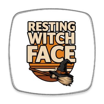 Hexen-Halloween – Resting Witch Face - Viereckiger Kühlschrankmagnet - Weiß - Vorne