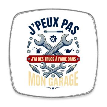 J'peux Pas J'ai Garage - Cadeau Mécanicien Rétro - Magnet carré - blanc - Devant