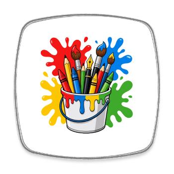 Dessin, peintre, artiste, pinceau, art coloré - Magnet carré - blanc - Devant