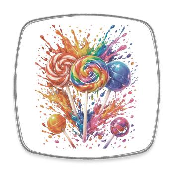 Multicolor Candy Lollipop Splash Art - Square fridge magnet - white - Front