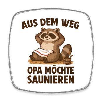 Sauna Opa möchte Saunieren - Viereckiger Kühlschrankmagnet - Weiß - Vorne
