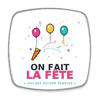 On fait la fête - confettis colorés - Magnet carré - blanc - Devant