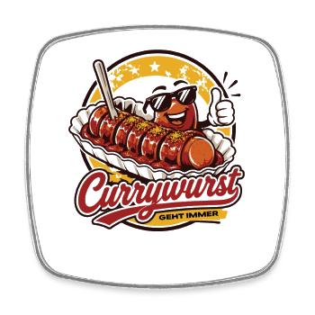 Currywurst Geht Immer | Fast Food Kult - Viereckiger Kühlschrankmagnet - Weiß - Vorne