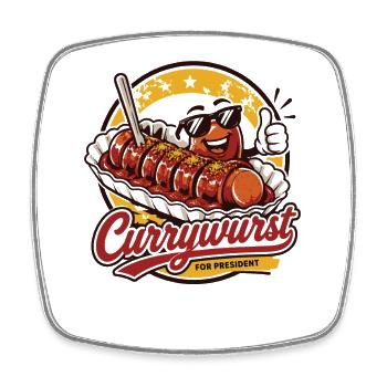 Currywurst For President | Fast Food Kult - Viereckiger Kühlschrankmagnet - Weiß - Vorne