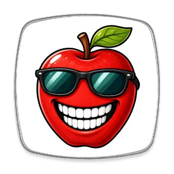 Fruits d’été de dessins animés pomme de Kawaii - Magnet carré - blanc - Devant