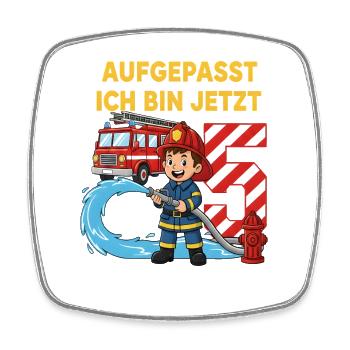 Aufgepasst Ich Bin Jetzt 5 Feuerwehr Geburtstag - Viereckiger Kühlschrankmagnet - Weiß - Vorne