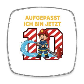Aufgepasst Ich Bin Jetzt 10 Feuerwehr Geburtstag - Viereckiger Kühlschrankmagnet - Weiß - Vorne
