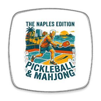 L’édition Naples Pickleball et Mahjong - Magnet carré - blanc - Devant