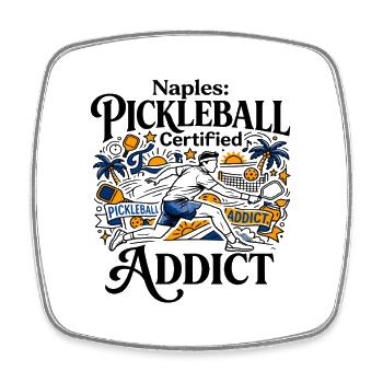 Naples Florida Certified Pickleball Addict - Viereckiger Kühlschrankmagnet - Weiß - Vorne