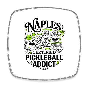 Naples Florida Certified Pickleball Addict - Viereckiger Kühlschrankmagnet - Weiß - Vorne