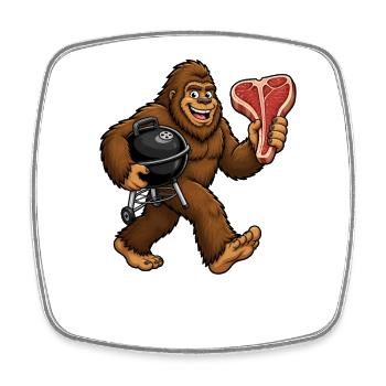 Bigfoot grillen, Sasquatch BBQ - Viereckiger Kühlschrankmagnet - Weiß - Vorne