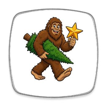 Bigfoot-Weihnachtsbaum und Stern, Bigfoot-Weihnach - Viereckiger Kühlschrankmagnet - Weiß - Vorne
