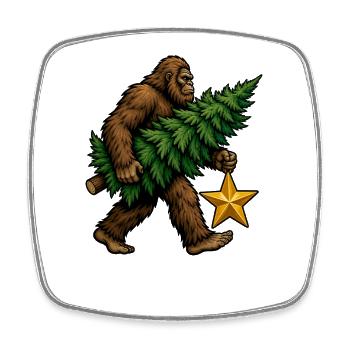 Bigfoot-Weihnachtsbaum und Stern, Bigfoot-Weihnach - Viereckiger Kühlschrankmagnet - Weiß - Vorne