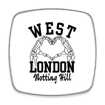 Graphique de cœur squelettique à Notting Hill dans l’ouest de Londres - Magnet carré - blanc - Devant