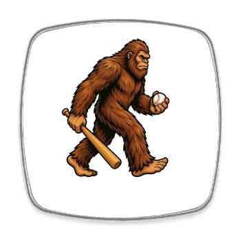 Baseball Bigfoot Sasquatch Lustiger Bigfoot Baseba - Viereckiger Kühlschrankmagnet - Weiß - Vorne