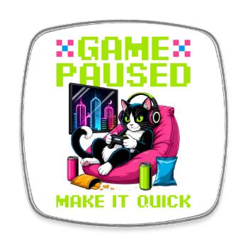 Gamer Gaming Cat Video Game - Viereckiger Kühlschrankmagnet - Weiß - Vorne