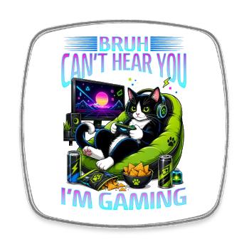 Gamer Gaming Cat Video Game - Viereckiger Kühlschrankmagnet - Weiß - Vorne