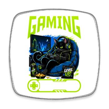 Gamer Gaming Cat Video Game - Viereckiger Kühlschrankmagnet - Weiß - Vorne