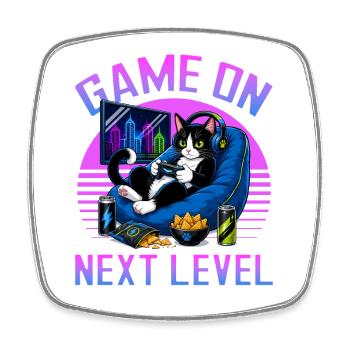 Gamer Gaming Cat Video Game - Viereckiger Kühlschrankmagnet - Weiß - Vorne