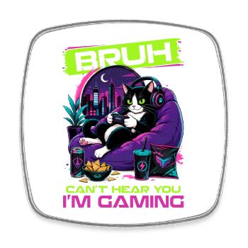 Gamer Gaming Cat Video Game - Viereckiger Kühlschrankmagnet - Weiß - Vorne