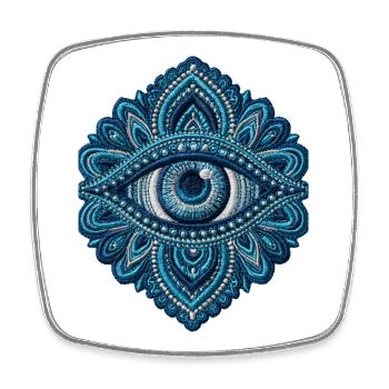 Auge im Stickerei-Look Mandala Geschenk - Viereckiger Kühlschrankmagnet - Weiß - Vorne