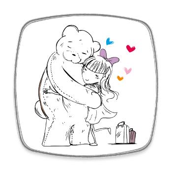 Teddy fährt in den Urlaub - Viereckiger Kühlschrankmagnet - Weiß - Vorne