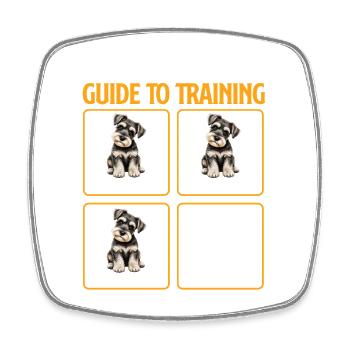 Zwergschnauzer-Trainingsleitfaden Humor - Viereckiger Kühlschrankmagnet - Weiß - Vorne
