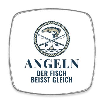 Angeln Der Fisch Beisst Gleich Angler Geschenk - Viereckiger Kühlschrankmagnet - Weiß - Vorne