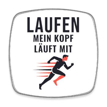 Laufen Mein Kopf Läuft Mit Läufer Geschenk - Viereckiger Kühlschrankmagnet - Weiß - Vorne