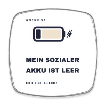 Mein Sozialer Akku Ist Leer Introvertiert - Viereckiger Kühlschrankmagnet - Weiß - Vorne