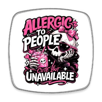Allergic to People – frecher Totenkopf Spruch - Viereckiger Kühlschrankmagnet - Weiß - Vorne