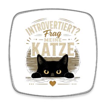 Introvertiert? Frag meine Katze Vintage - Viereckiger Kühlschrankmagnet - Weiß - Vorne