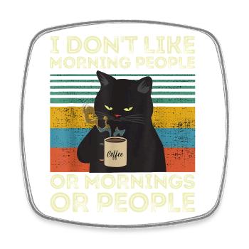 Vintage Cat Morning People Retro - Viereckiger Kühlschrankmagnet - Weiß - Vorne