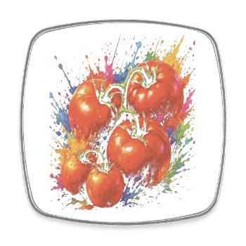 Tomato on the Vine, mehrfarbiges Gemüse, Splash Art - Viereckiger Kühlschrankmagnet - Weiß - Vorne