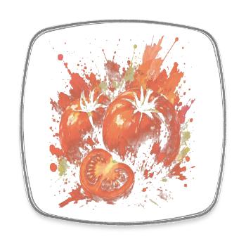 Rotes Tomatengemüse-Splash-Kunst-Aquarell - Viereckiger Kühlschrankmagnet - Weiß - Vorne
