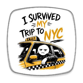 Taxi New York City Gelber Humor NYC Meme - Viereckiger Kühlschrankmagnet - Weiß - Vorne