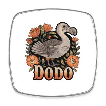  DODO Dodo Vogel Retro Blumen Ausgestorbenes Tier - Viereckiger Kühlschrankmagnet - Weiß - Vorne