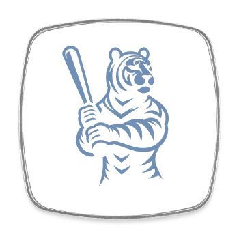 Minimalistische Tiger Baseballspieler Silhouette - Viereckiger Kühlschrankmagnet - Weiß - Vorne